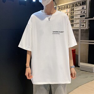 新款港风ins宽松半袖T恤男韩版潮流夏季圆领短袖打底衫 T696-P28图片