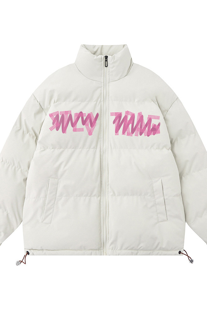 白底23新款冬季时尚百搭字母印花美式棉服外套MY62063P85控118,男装棉衣,电商A268-1