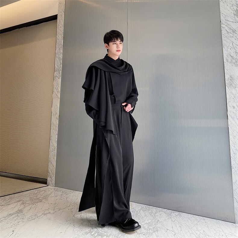 春季原创设计飘带直筒阔腿男女长裤时髦百搭款休闲裤,男装休闲裤,电商A246