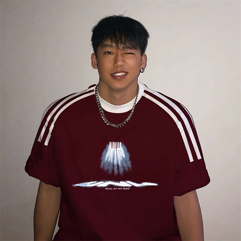 夏季美式高街重磅纯棉三条杠织带撞色男女短袖T恤ZD500-特P30,男装T恤,电商A486