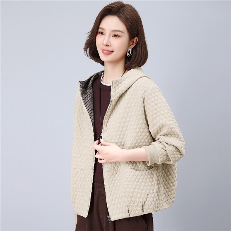 2026年春秋季新款时尚大码妈妈装气质显瘦休闲百搭两面穿外套，女装短外套，独衣靓