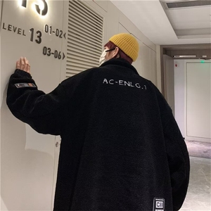 毛毛外套棉衣男冬季新款宽松潮牌外套港风贴标抽绳棉服MF177-P73图片