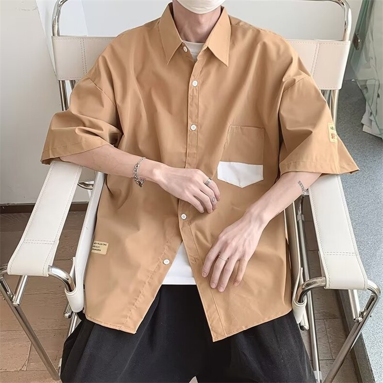 日系五分袖春夏季新款衬衫潮SC2202P32,男装衬衫,星座1116-2