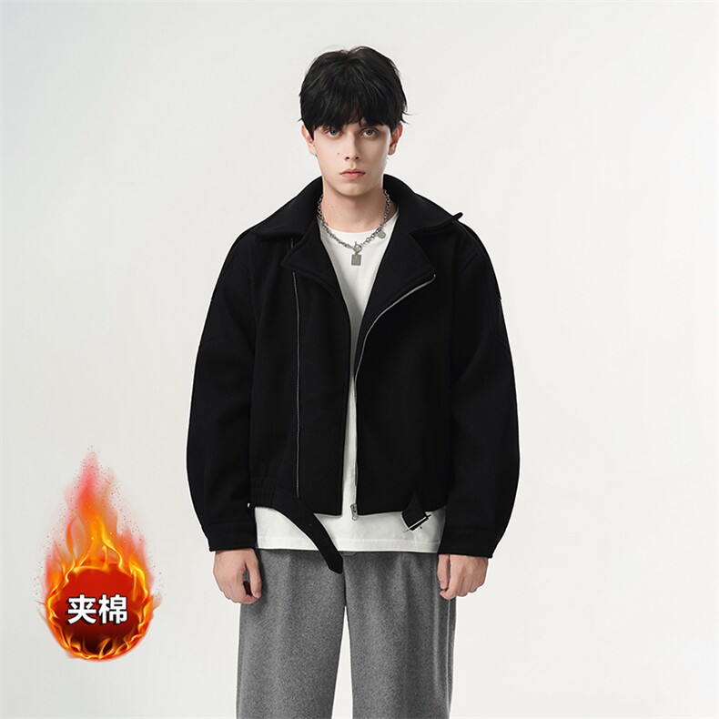现货A2262TP78控138-秋冬设计感翻领痞帅外套男高街小众短款棉衣,男装棉衣,电商B241