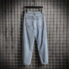 XZ103A-k701-P48-限价78网格日系大码破洞牛仔肥仔，男装牛仔裤，星座103A