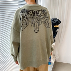 1港风新款宽松休闲中性情侣潮流印花毛衣男外套7671P48加绒P55，男装针织衫/毛衣，星座226-2