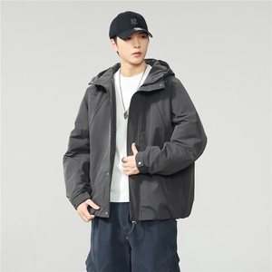 2025新款秋冬季加厚夹棉上衣服连 帽外套男士工装保暖夹克W0132图片
