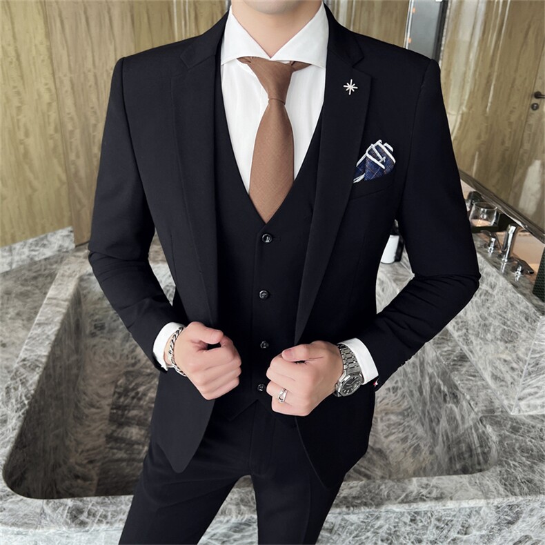 西服套装男士三件套商务职业正装小西装韩版修身伴郎新郎结婚礼服,男装西服套装,星座505-2（原电商A260-1)