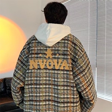外套男新款气质格子高端春秋减龄新款宽松棒球服开衫HH9205P48，女装短外套，星座1013-5
