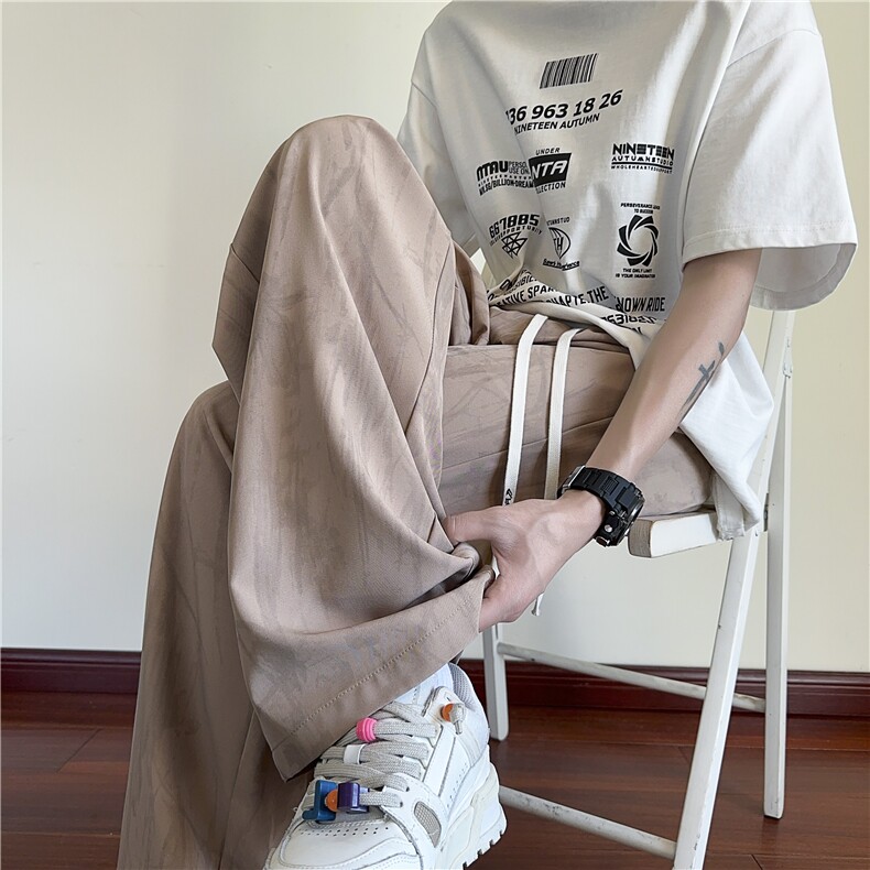 夏季新款潮流新中式百搭宽松休闲冰丝裤B315-K25688-特p30控58,男装休闲裤,电商B315