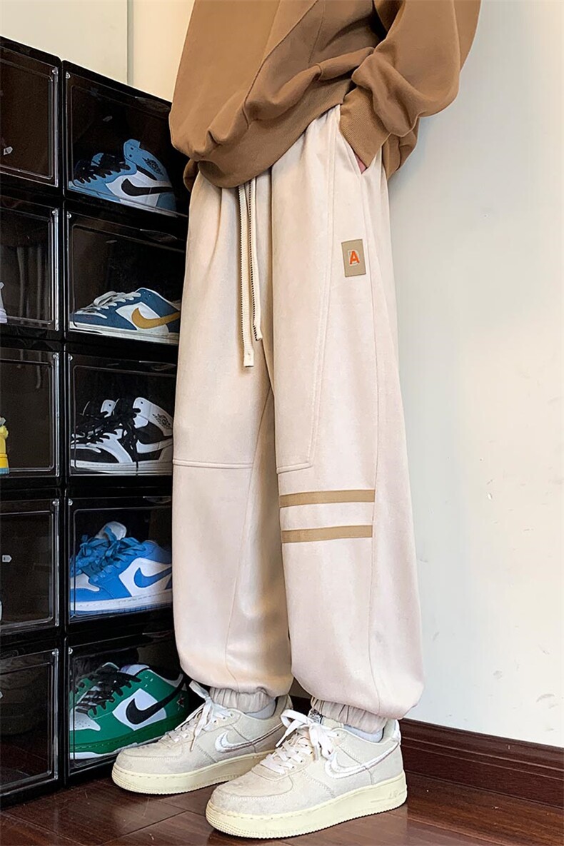 港风麂皮绒休闲裤男宽松拖地束脚裤卫裤XZ214-8KP619P45,男装休闲裤,星座1204-3