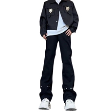 美式ins高街hiphop微喇铆钉牛仔裤货号K2435P50控68，男装牛仔裤，电商A063