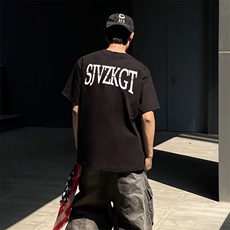 万针全刺绣解构设计260克重磅双纱纯棉高品质美式高街短袖T恤特35，男装T恤，电商A486