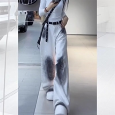 美式高街阔腿个性晕染牛仔裤女欧美新款高腰宽松直筒休闲长裤子潮，男装牛仔裤，星座218-1（原230）