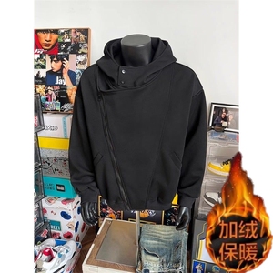 1605-1/WW631/P69设计感双拉链开衫卫衣男秋冬季潮牌百搭外套图片