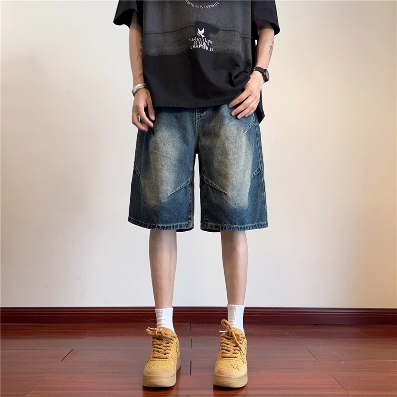 牛仔短裤男士夏季薄款宽松五分美式潮牌休闲水洗中裤XL506图片