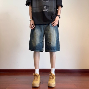 牛仔短裤男士夏季薄款宽松五分美式潮牌休闲水洗中裤XL506图片