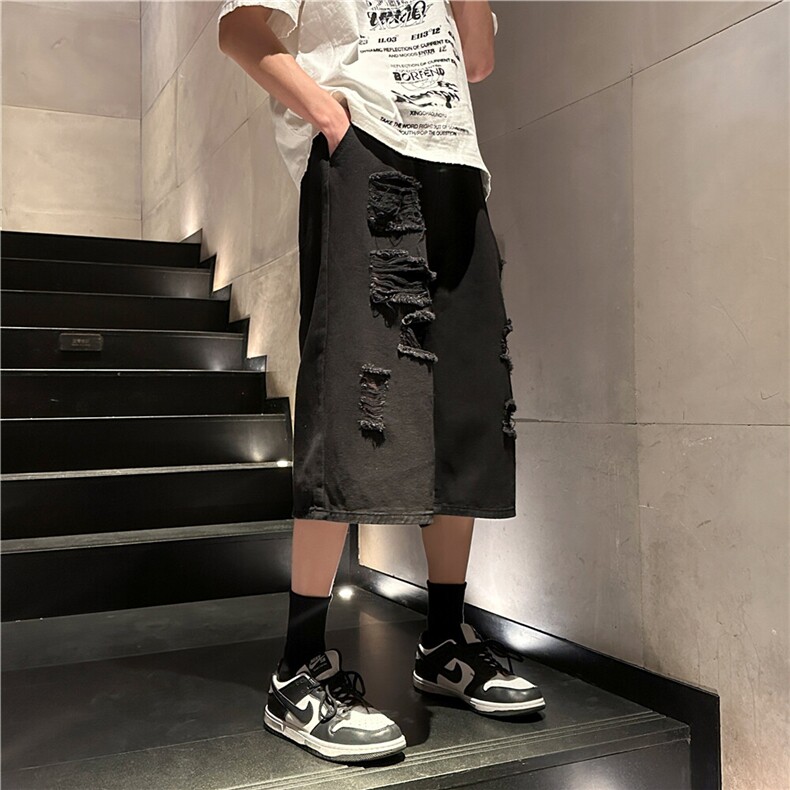D2005-p45-控68  现货宽松cleanfit牛仔裤七分裤黑暗图片