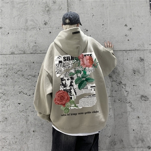 供抖音丶重磅高品棉350克排扣连帽玫瑰卫衣LW6107-特p58控78图片