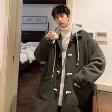 1港风牛角扣加棉呢大衣可拆卸帽大码M-5XL外套男FY8716P138控188，女装短外套，星座226-2