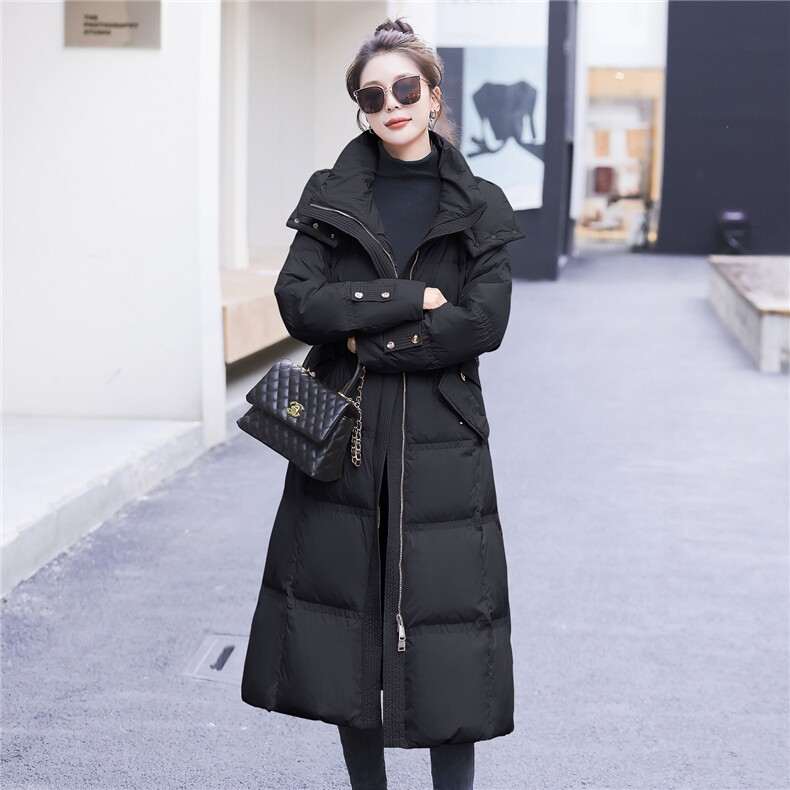 2025冬季新款连帽保暖时尚显瘦高级感过膝长款90%羽绒服,女装羽绒服,难舍钰依