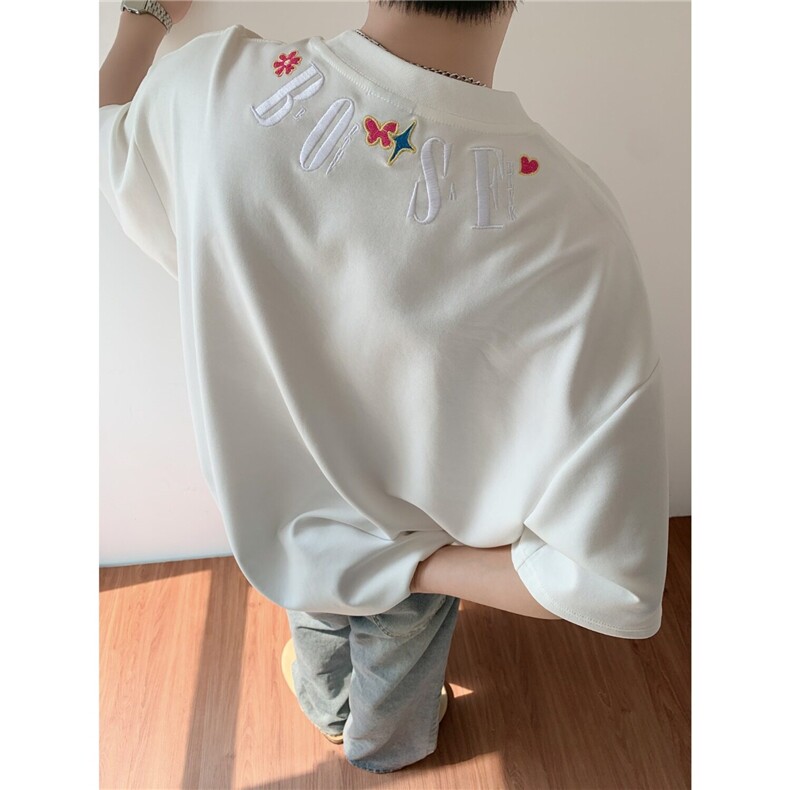 T恤男女短袖韩版潮流字母刺绣宽松2026夏季ins新款体恤ST590-P39,男装T恤,星座412-2