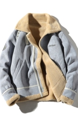 日系白底冬季皮毛一体男加绒加厚夹克外套Z1929-P260大码M-5XL，男装夹克，电商D308