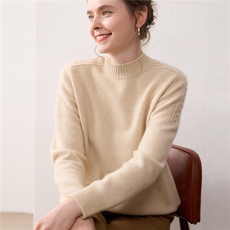 亲肤保暖秋冬半高领羊绒衫女2025新款轻奢宽松加厚针织打底衫毛衣，女装针织衫/毛衣，暖绒情旗舰店