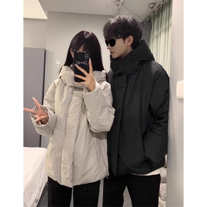 现货5W件冬季三防重磅boxy短款羽绒连帽PU皮棉衣外套防风加厚棉服图片