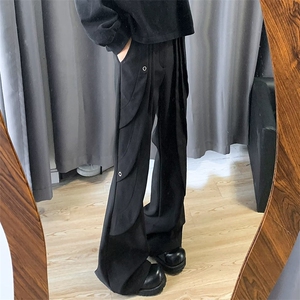 黑色微喇西裤男美式高街cleanfit直筒高个子加长垂感喇叭裤子秋季,男装西裤,星座813-2