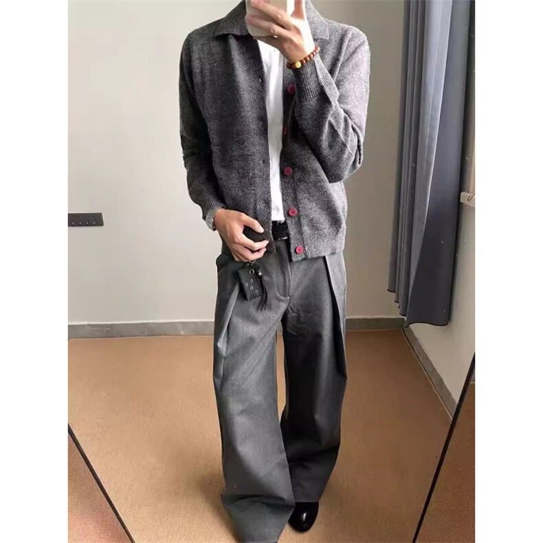 W10989-P63网图现货设计感针织开衫百搭翻领针织开衫毛衣外套,男装针织衫/毛衣,星座1608