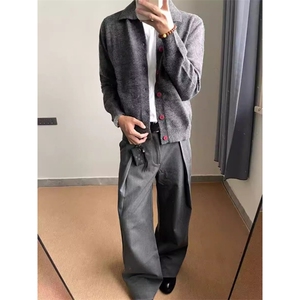 W10989-P63 网图现货 设计感针织开衫百搭翻领针织开衫毛衣外套图片