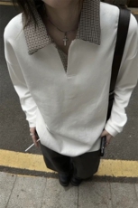 【现货】千鸟格假两件polo衫长袖T恤秋季老钱风卫衣TX220-P28网图，男装Polo衫，电商C213(原B265)