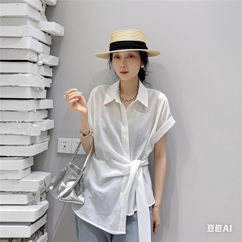 2025时尚百搭简约收腰修身型开衫,女装衬衫,翩雅女装供货