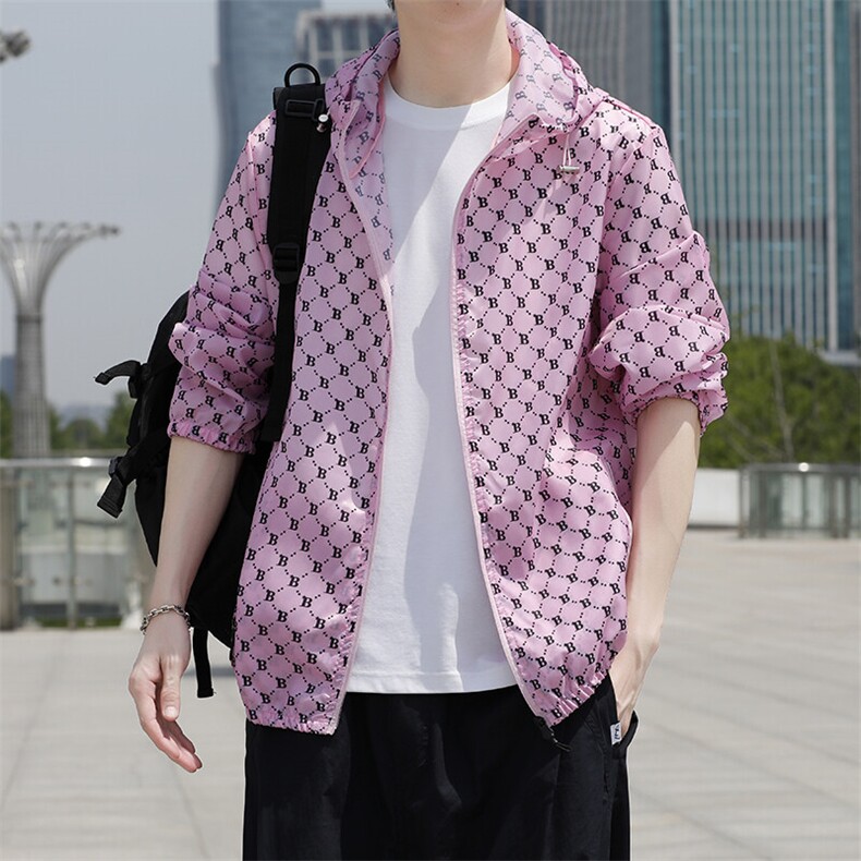 2025男士夏季字母印花防晒衣情侣款男女外套防晒衣1502-F001-P15,男装防晒衣,星座1502-1