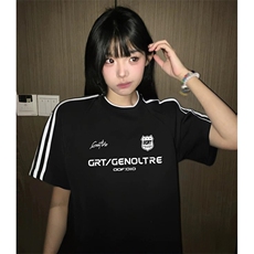 抖音得物高品质二开240克宽松纯棉美式潮牌三条杠织带短袖T恤，男装T恤，电商A486