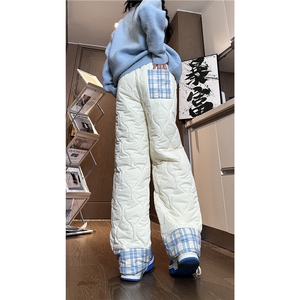 抖音品质INS潮流格子拼接葫芦格宽松休闲棉裤B315-K865-p65控88图片