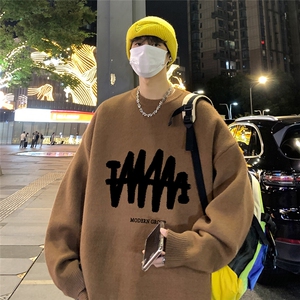 特批 港风夜景个性线条印花宽松时尚圆领毛衣TPM6849 P45控78图片