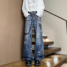 XZ616春季重磅美式满印3D印花街头休闲牛仔长裤K26006特P50，男装休闲裤，星座512A（原616）