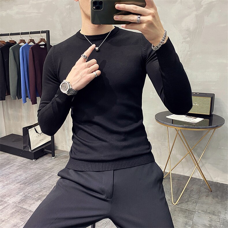 Y9032021秋冬男式基础低领毛衣品质好库存足4色男-黑色,男装针织衫/毛衣,电商A211