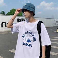 转化8%！2021夏季男士纯棉短袖T恤宽松学生半袖体恤衫T2156P25，男装T恤，电商B220