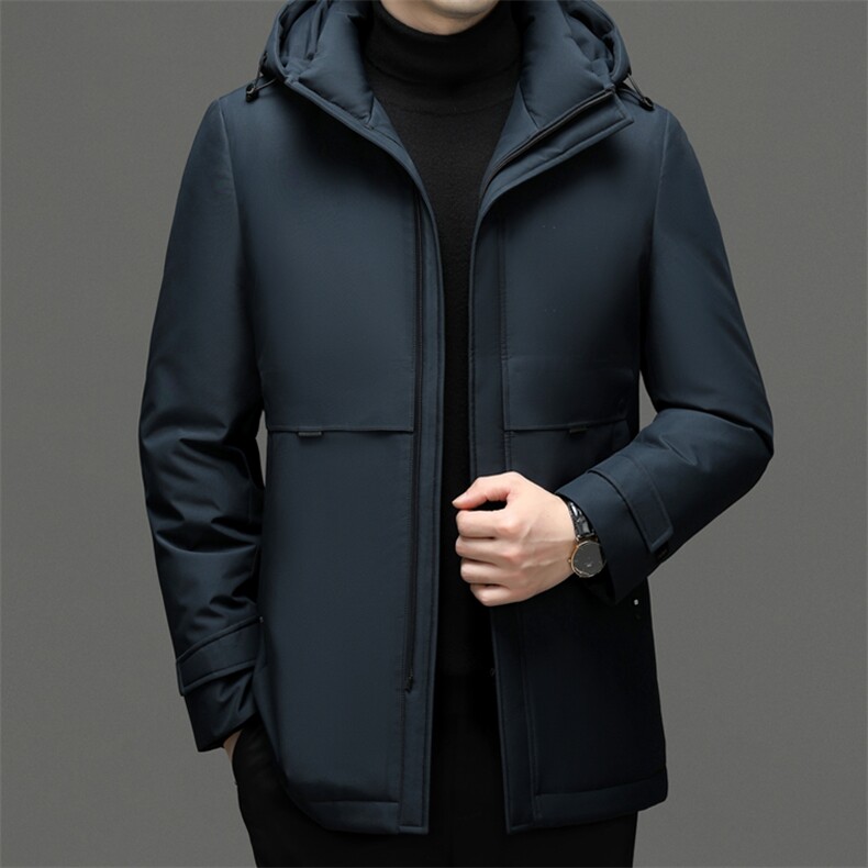 冬季2023新款中年男士商务休闲羽绒服连帽保暖冬装加厚外套男装,男装羽绒服,电商B212（原钱塘6029）