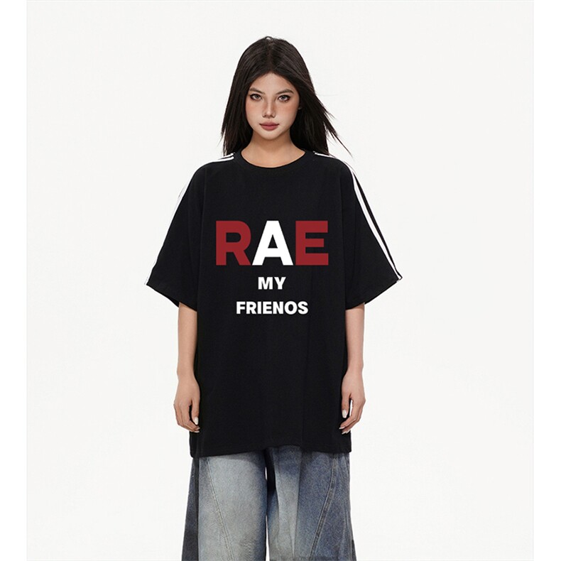 抖音得物高品质二开240克宽松纯棉美式潮牌三条杠织带短袖T恤，男装T恤，电商A486