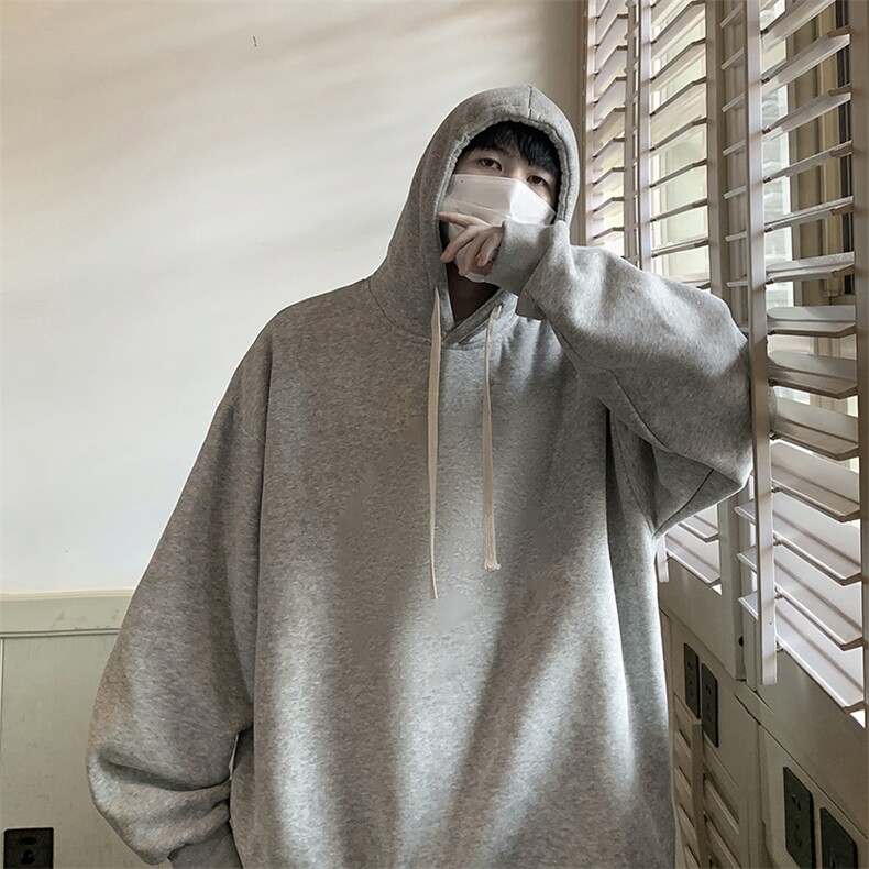 wassuphappy连帽卫衣男款春秋季潮牌复古慵懒风上衣情侣休闲外套,男装卫衣,电商A040