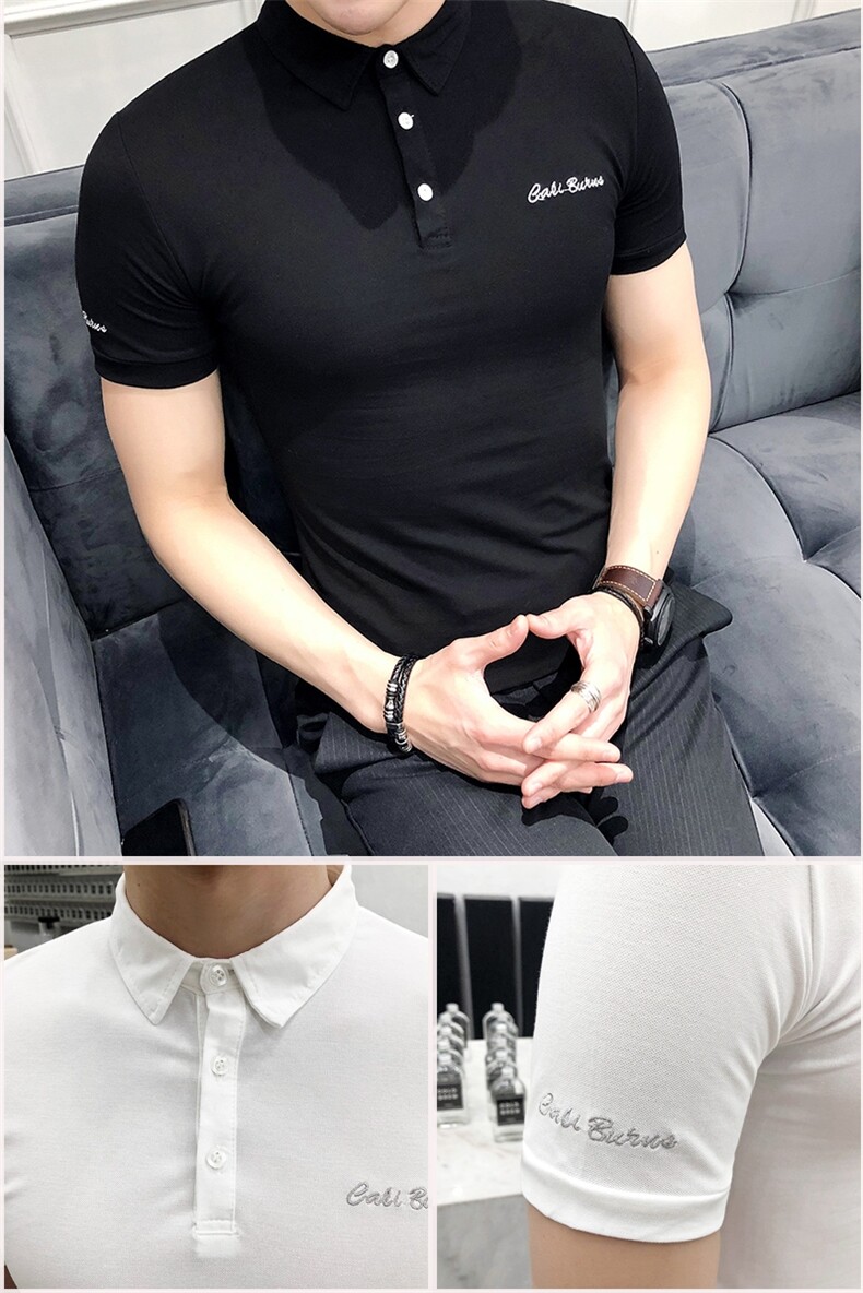 Polo衫圆领套头长袖时尚纯色潮流修身显瘦纯色2021年字母,男装Polo衫,电商C301