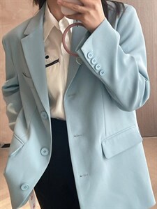 22C03#彩色腰带西装外套图片