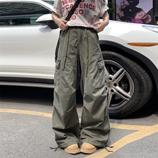 美式复古做旧高街工装裤潮牌男女新款多口袋宽松阔腿裤YD9002-P75，男装牛仔裤，星座509