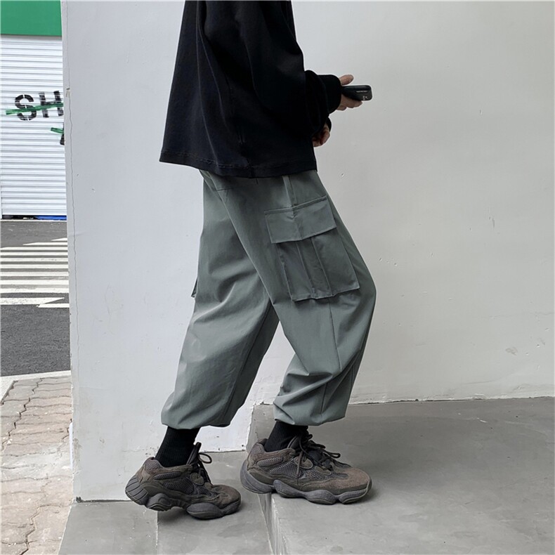 配腰带束脚工装裤男宽松韩版潮流青少年百搭九分休闲裤K305-P35，男装休闲裤，星座1008