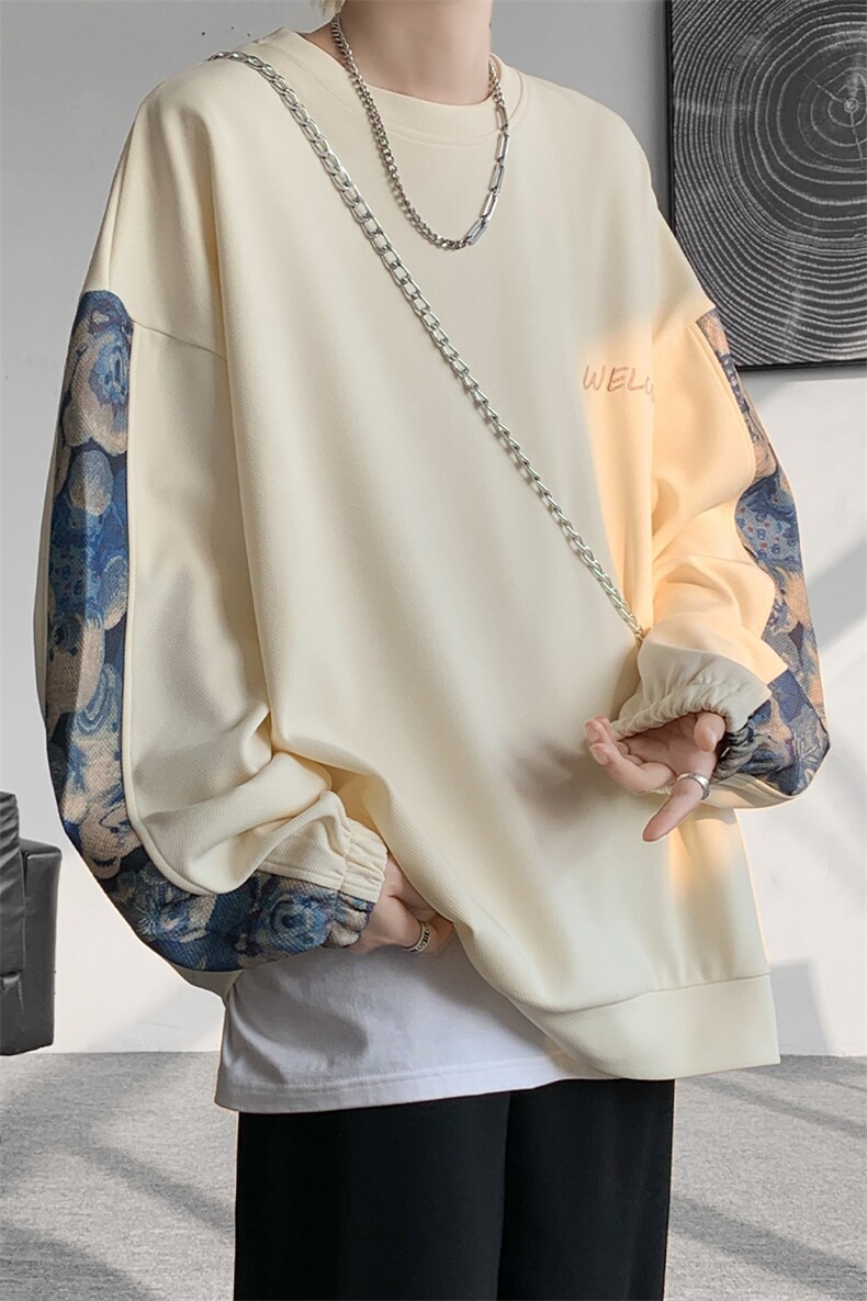 现货秋冬拼接圆领高品质百搭卫衣A059-WY7866-P35控58,男装卫衣,电商A059
