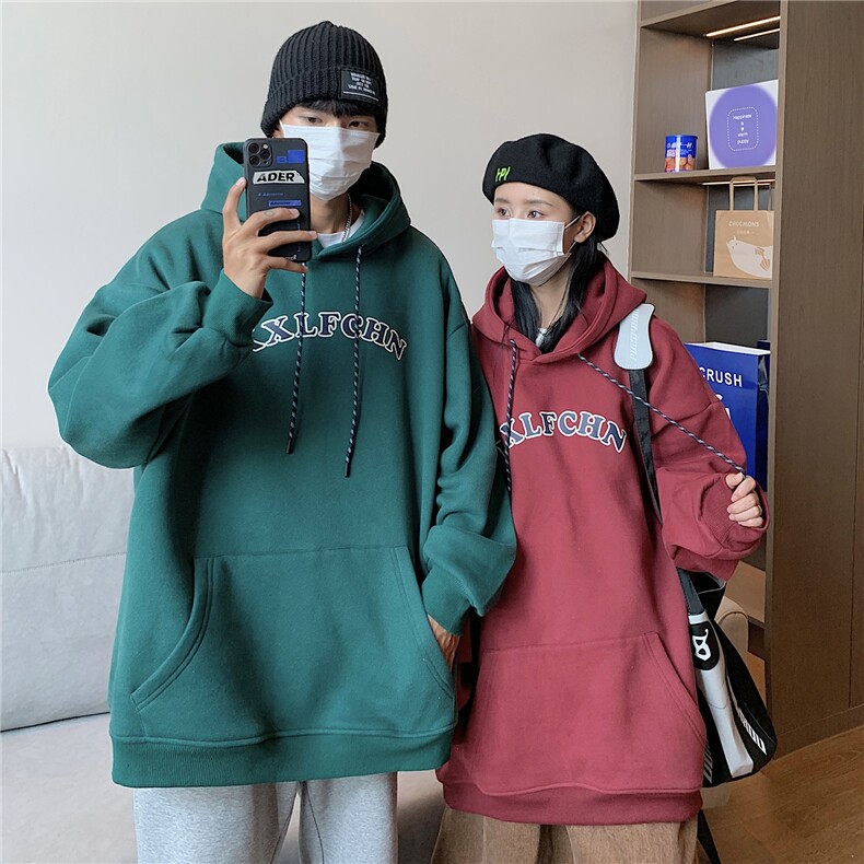 抖音品质情侣装秋冬装宽松加厚连帽套头加绒卫衣G1028P68女类,男装卫衣,电商A339